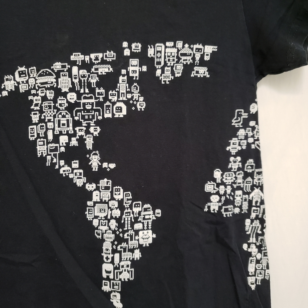 Black Threadless Robot World Tee - Picture 2 of 5
